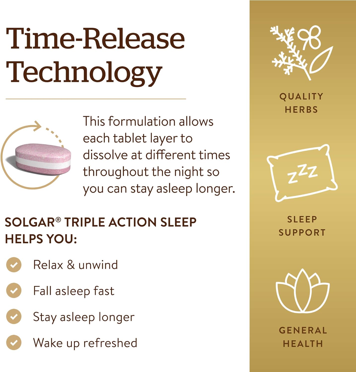 Solgar Triple Action Sleep, 30 Tri-Layer Tablets