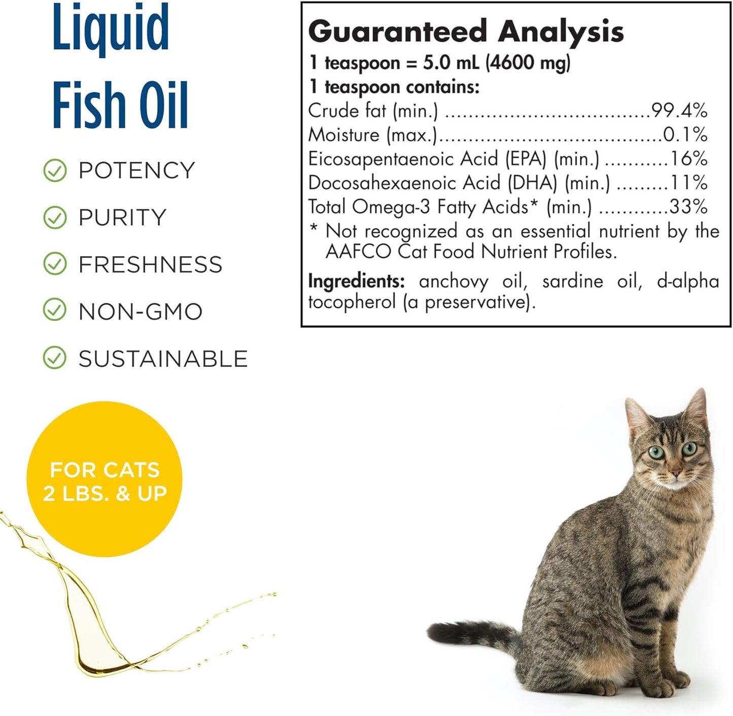 Nordic Naturals Omega-3 Cat,- 304 mg  with Fish Oil for Cats  - 2 oz