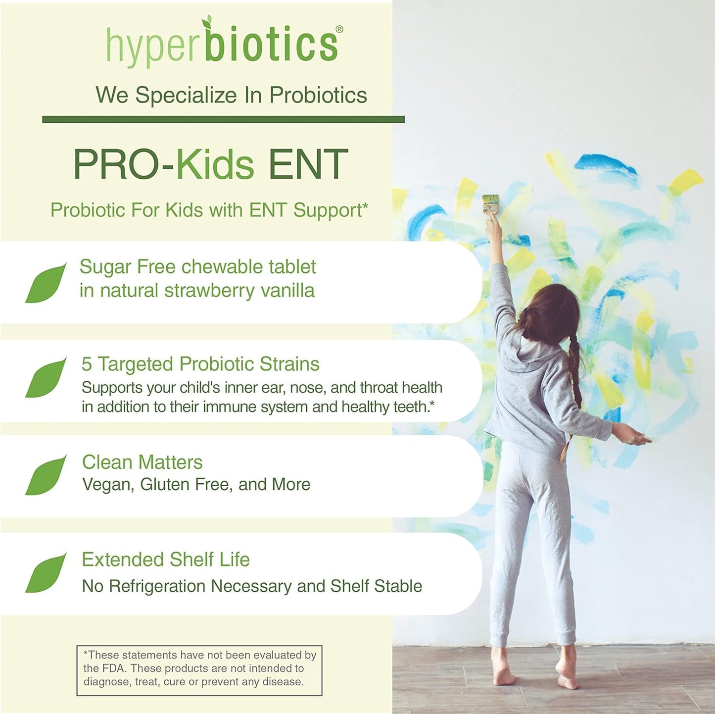 Hyperbiotics ENT Probiotic for Kids | Vegan Supplement for Ears, Nose, Throat 45 count