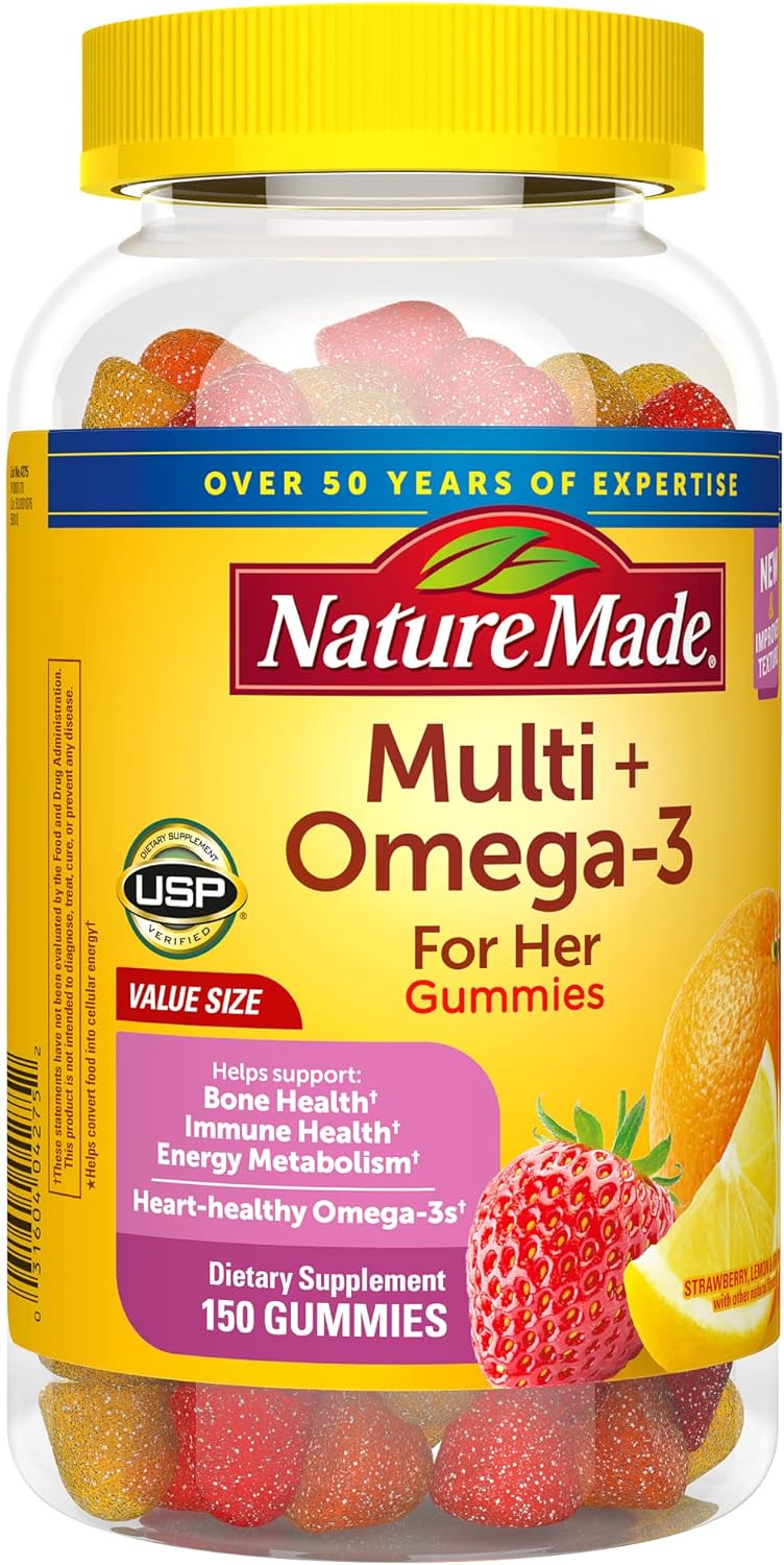 Nature Made Womens Multivitamin with Omega-3 Daily Nutritional Support 150 Gummies