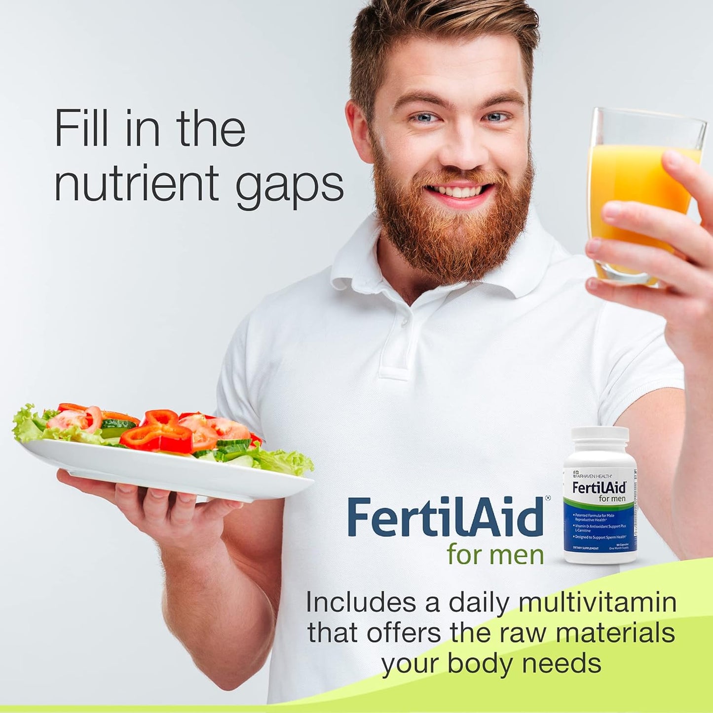 Fairhaven Health FertilAid for Men Prenatal Male Fertility Supplement 90 Capsules