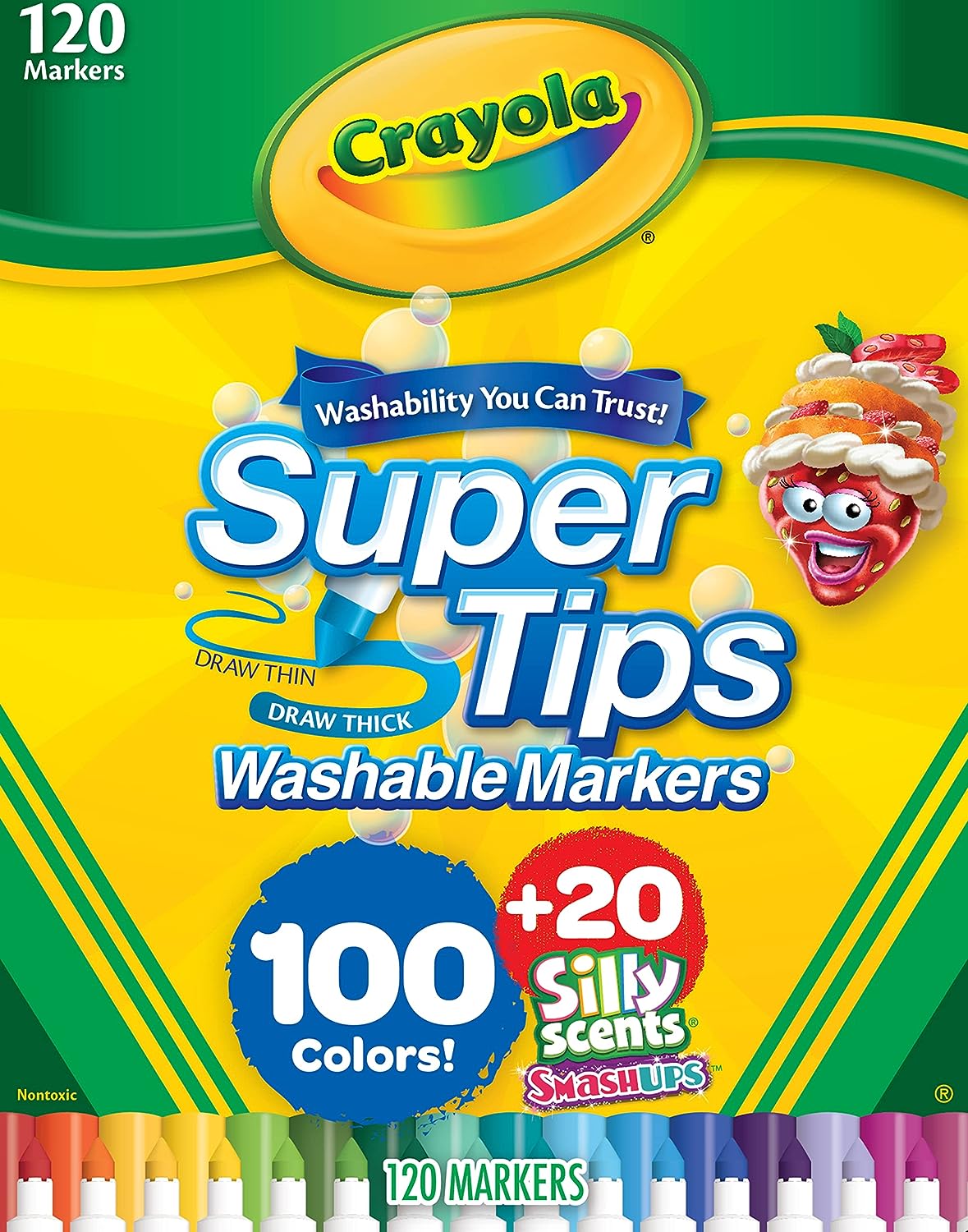 Crayola Super Tips Marker Set (120ct), Washable Markers for Kids