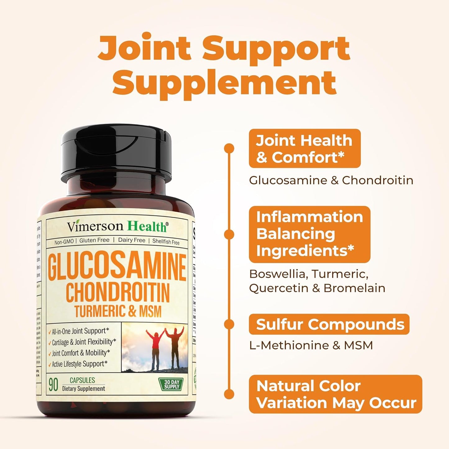 Glucosamine Chondroitin MSM Turmeric Boswellia - Joint Support Supplement 90 Capsules