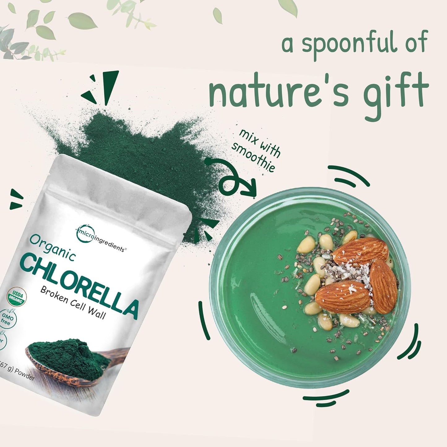 Micro Ingredients Organic Chlorella Powder, 20 Ounces