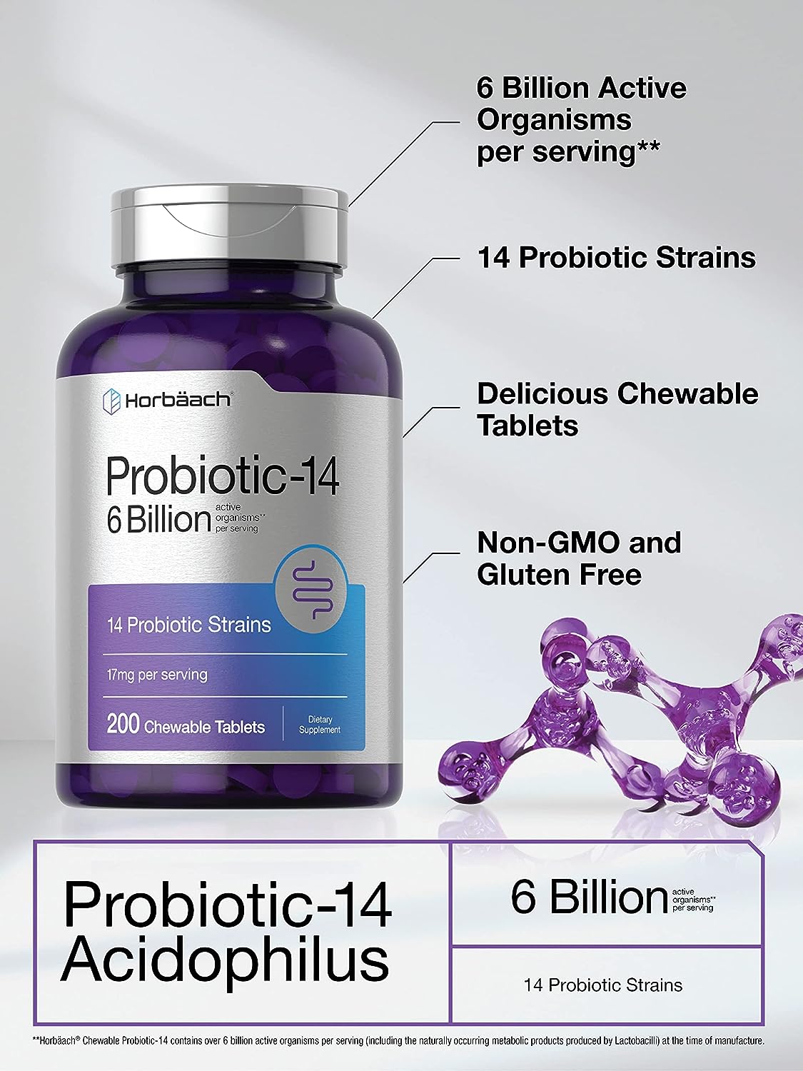 Chewable Probiotics 6 Billion CFUs 200 Tablets