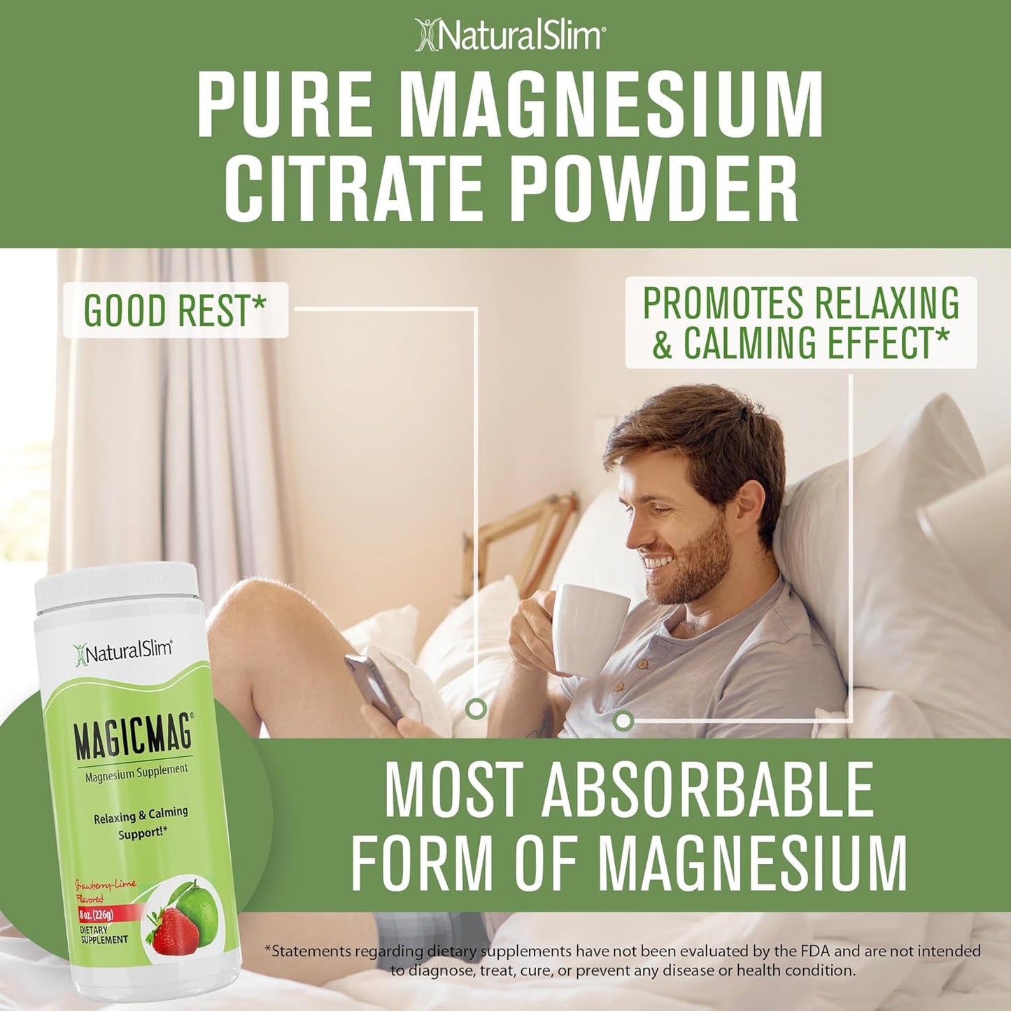 NaturalSlim Magicmag Pure Magnesium Citrate Powder  8oz