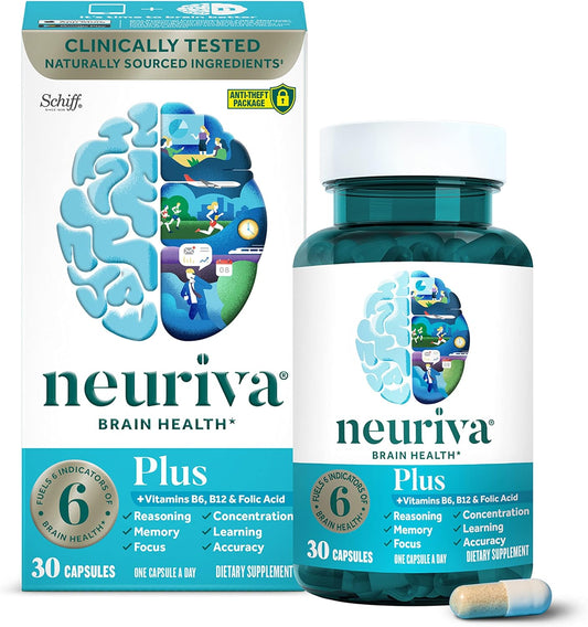 NEURIVA Plus Brain Supplement for Memory and Focus 30 Capsules