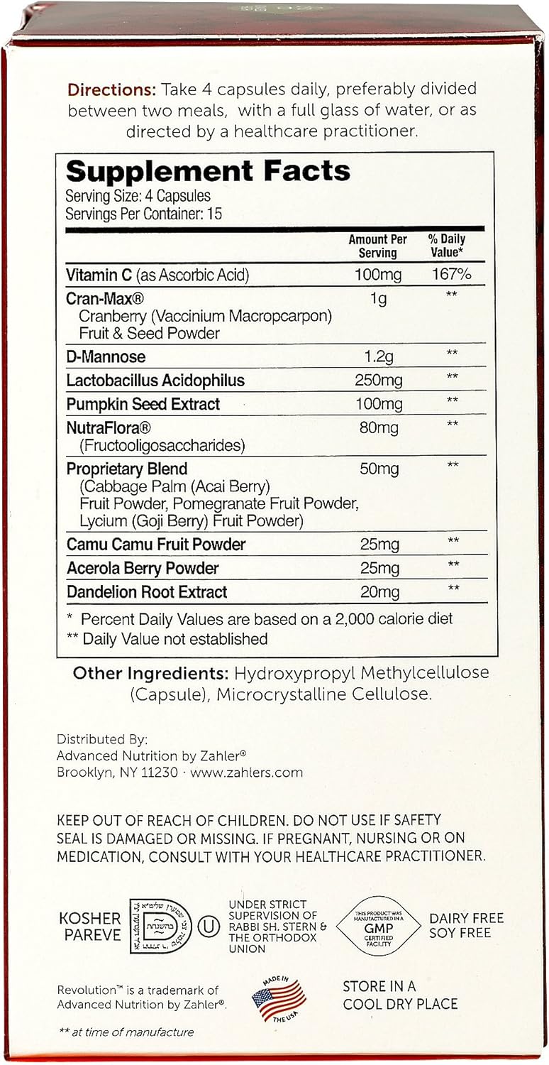 Zahler UTI Revolution, Urinary Tract and Bladder Health, 60 Caps