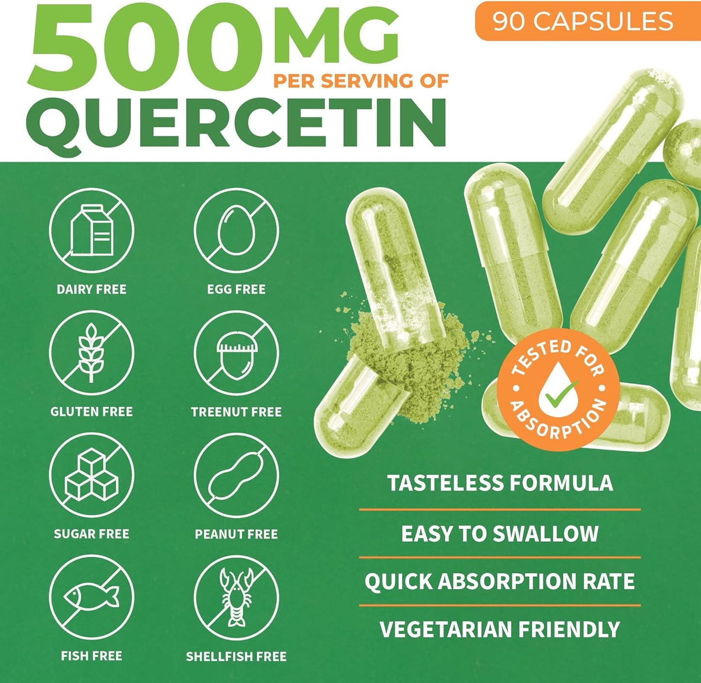 ForestLeaf - Quercetin 500mg - Quercetin with Bromelain, Vitamin C  - 90 Capsules