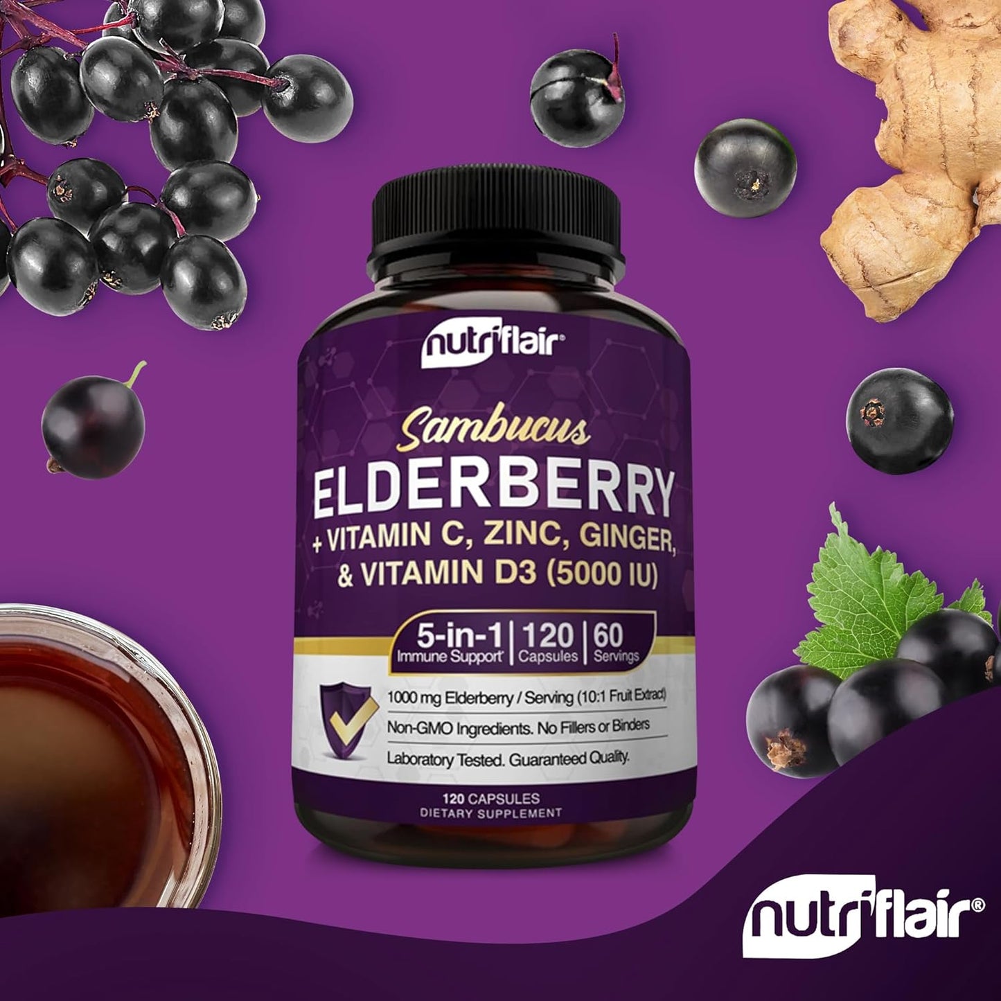 NutriFlair Sambucus Elderberry, 120 Veggie Capsules