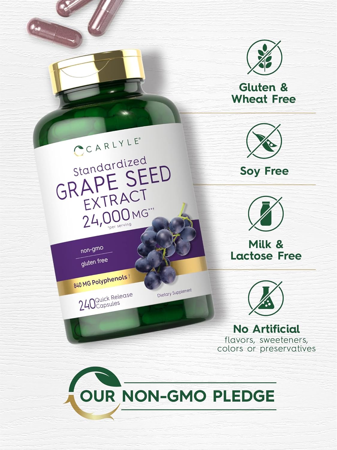 Carlyle Grape Seed Extract 24,000 mg Equivalent 240 Capsules