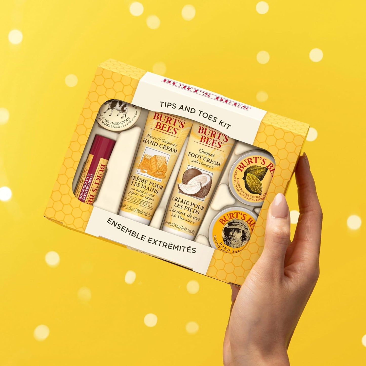 Burt's Bees Tips and Toes Kit 6 Travel Size Products in Gift Box