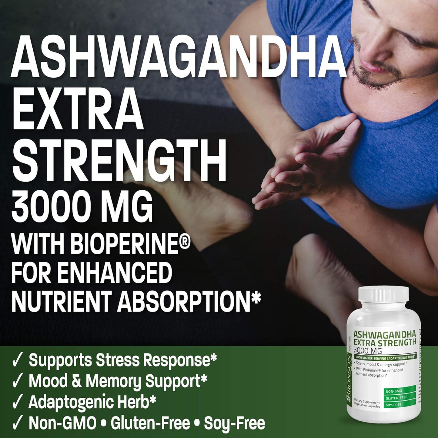 Bronson Ashwagandha Extra Strength 120 Vegetarian Capsules