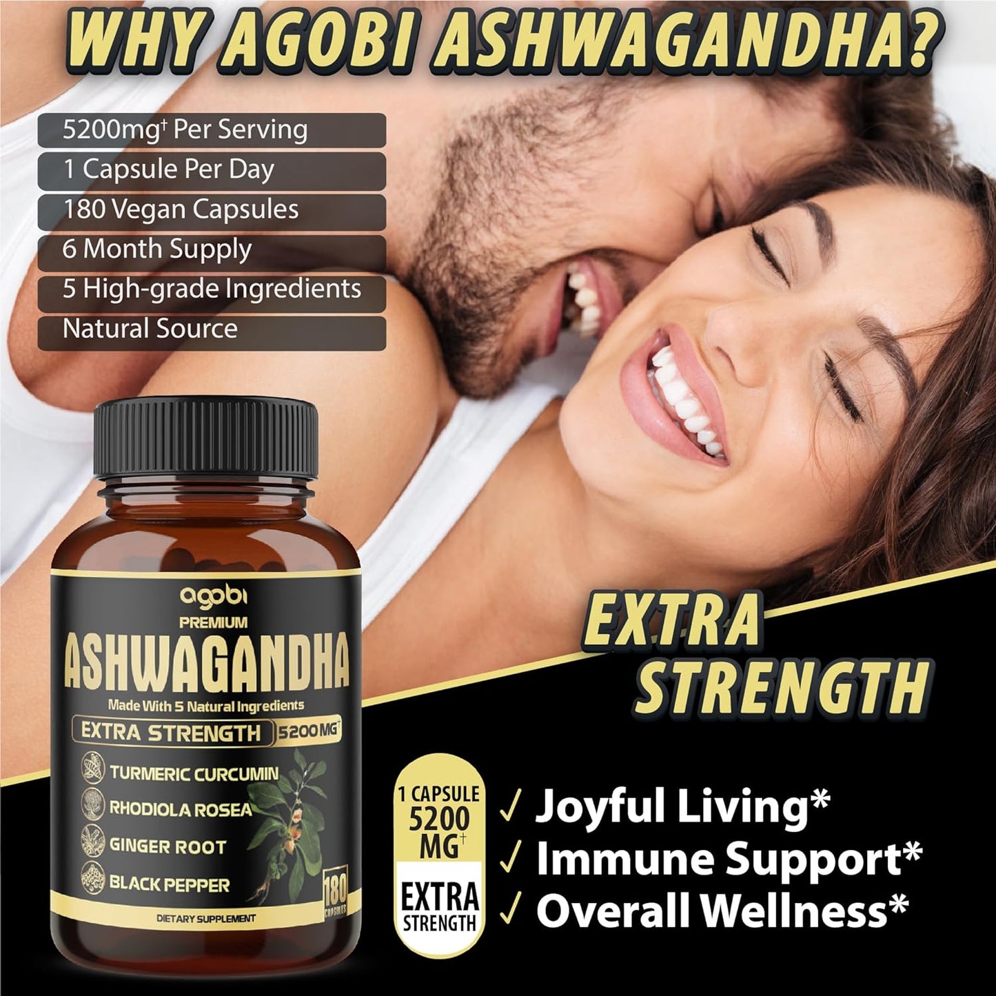 Premium Ashwagandha Capsules - High Extracted 180 capsules