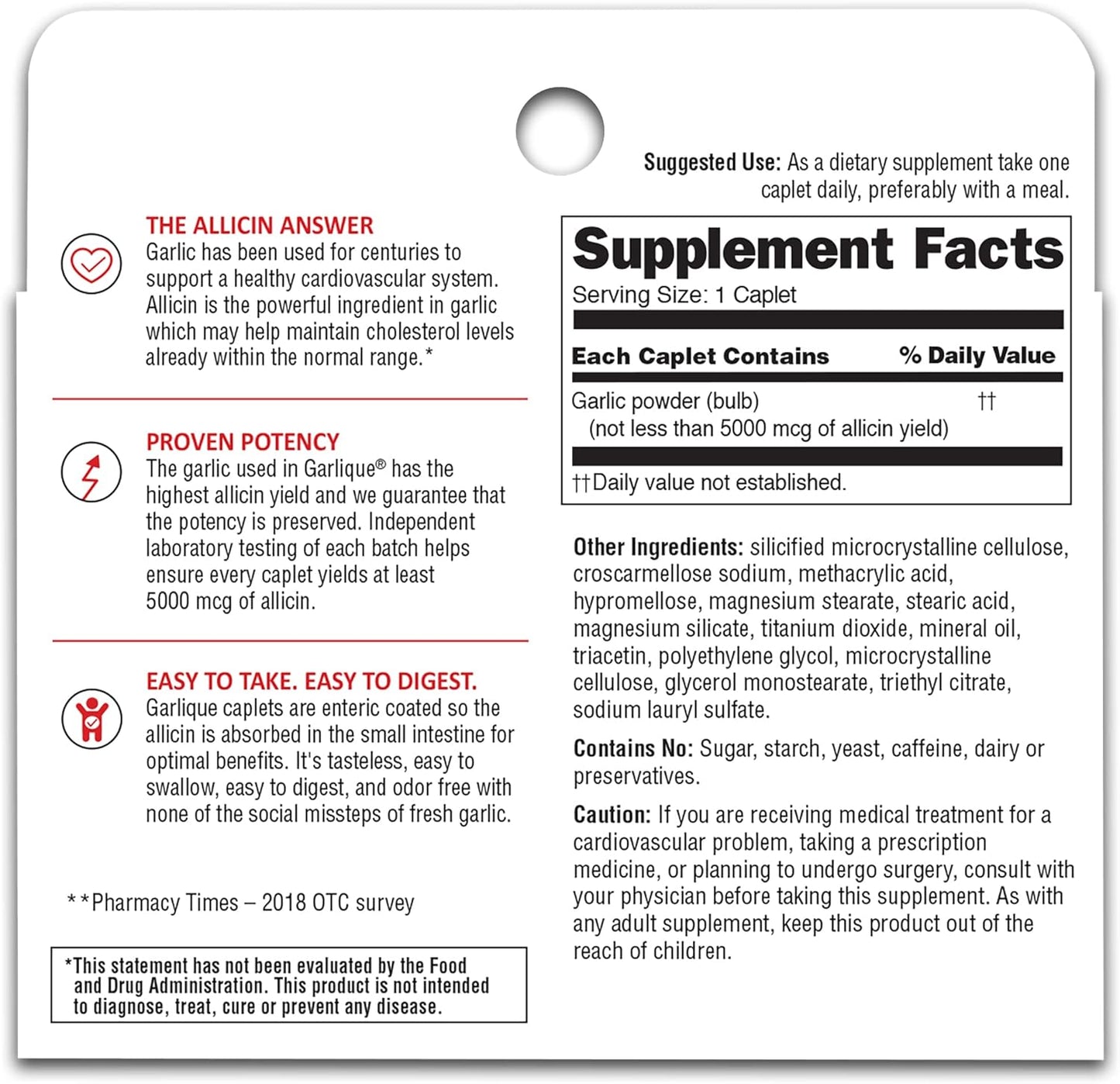 Garlique Healthy Cholesterol Formula 60 Caplets