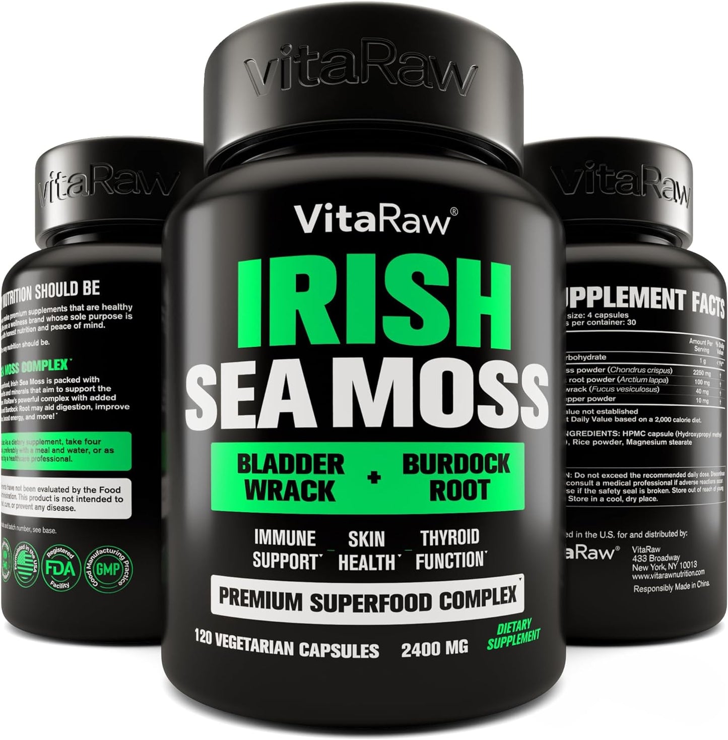 Organic Irish Sea Moss Capsules 2400 mg -120 capsules