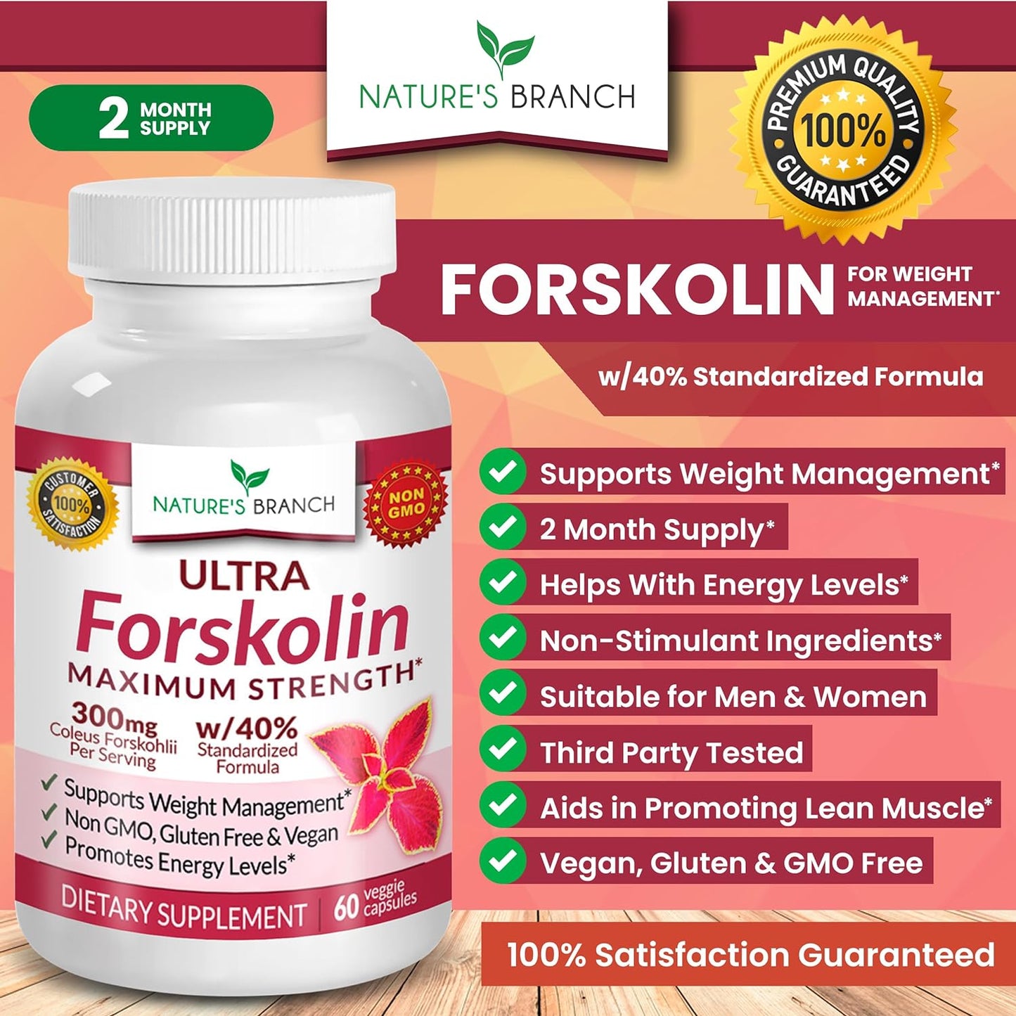 Ultra Pure Forskolin  Max Strength w/ 40% Standardized 60 Diet Pills