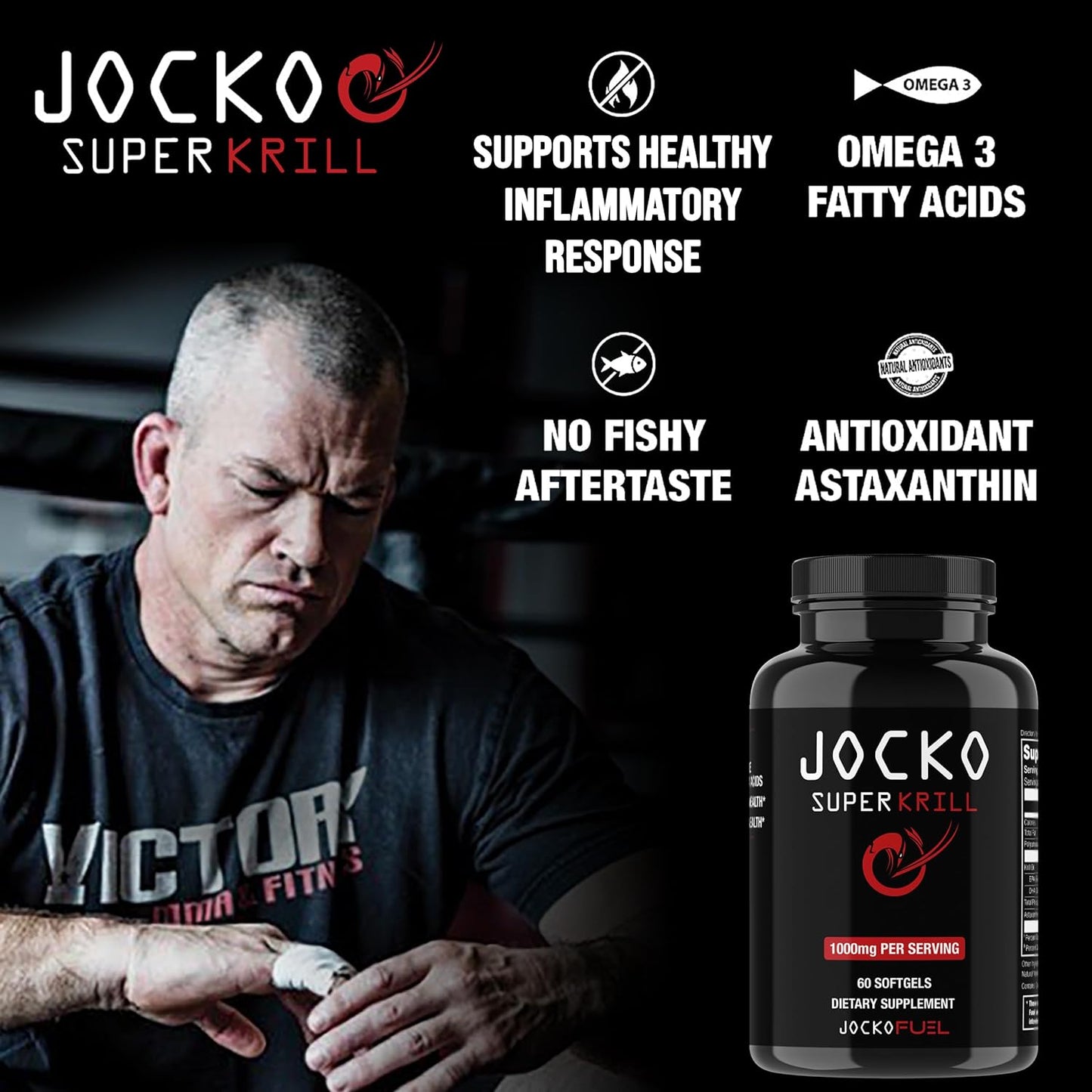 Jocko Fuel Antarctic Krill Oil Omega 3 Fatty Acid  DHA & EPA - 1000mg Softgels