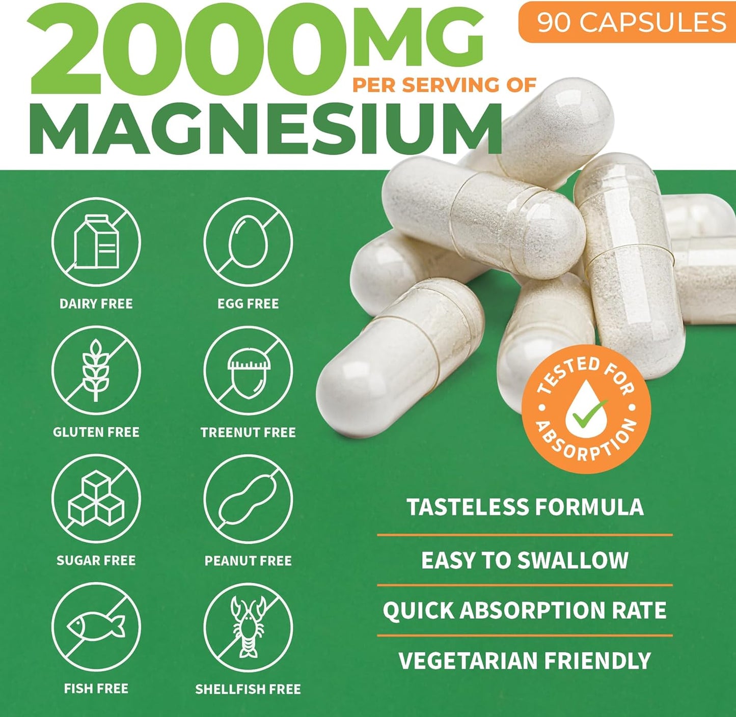 Magnesium L-Threonate Capsules - 2000mg 90 Count