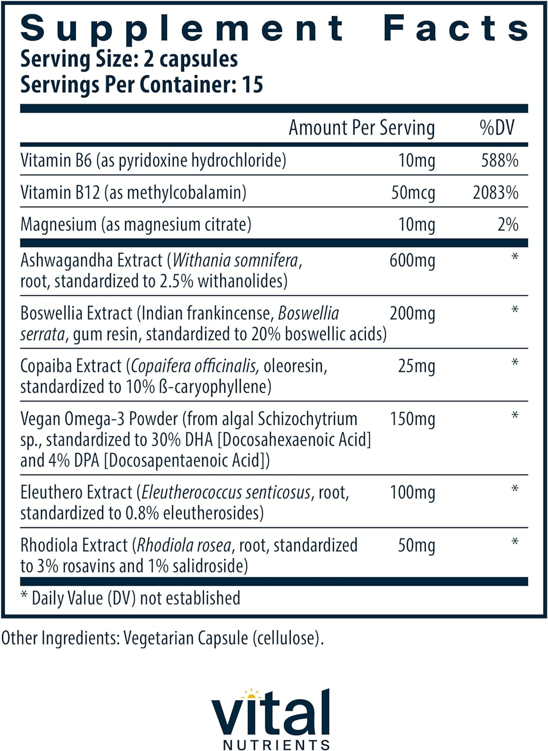 Vital Nutrients Cortisol Balance  30 Capsules