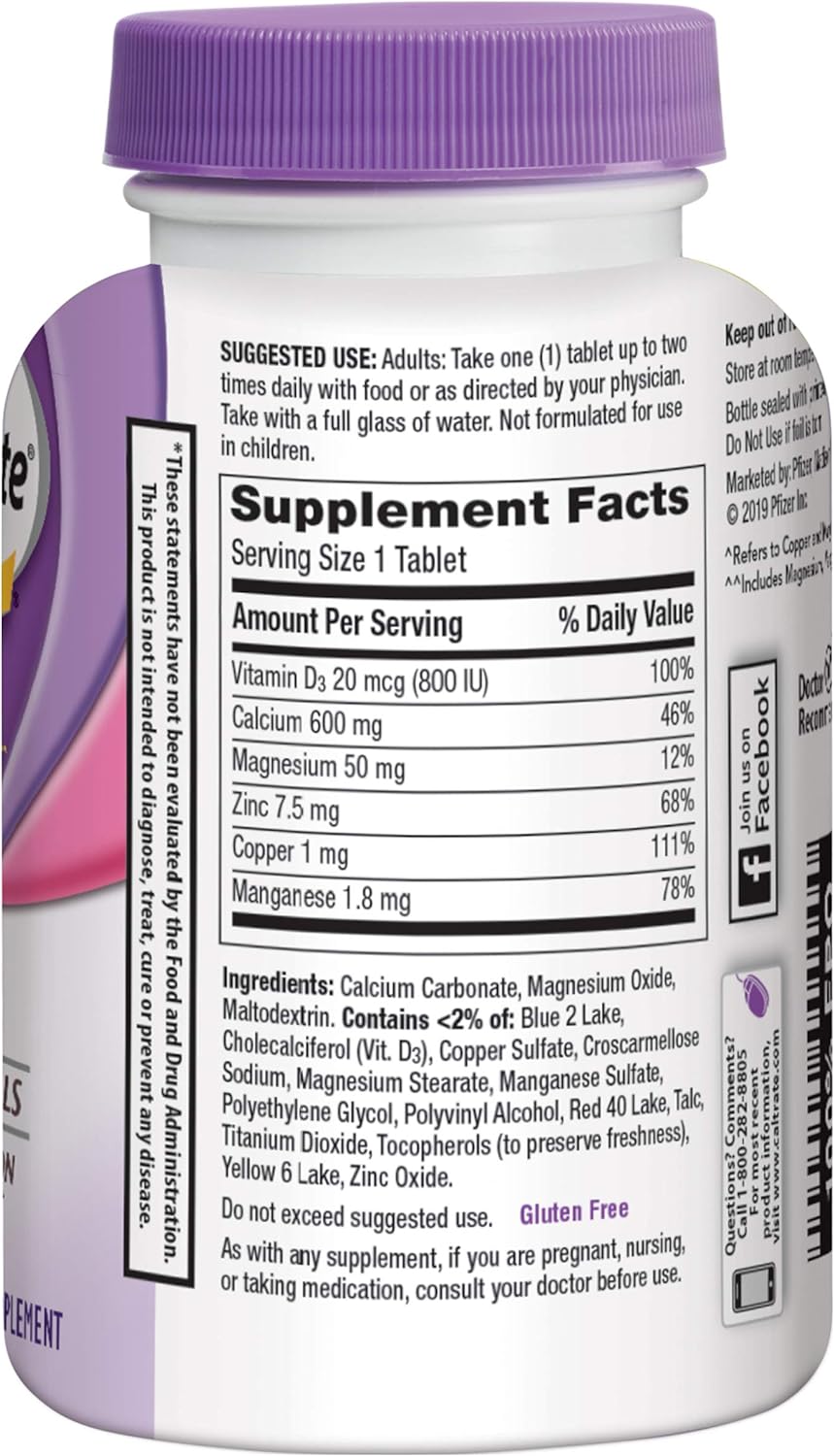 Caltrate 600 Plus D3 Plus Minerals Calcium and Vitamin D Supplement 120 Count