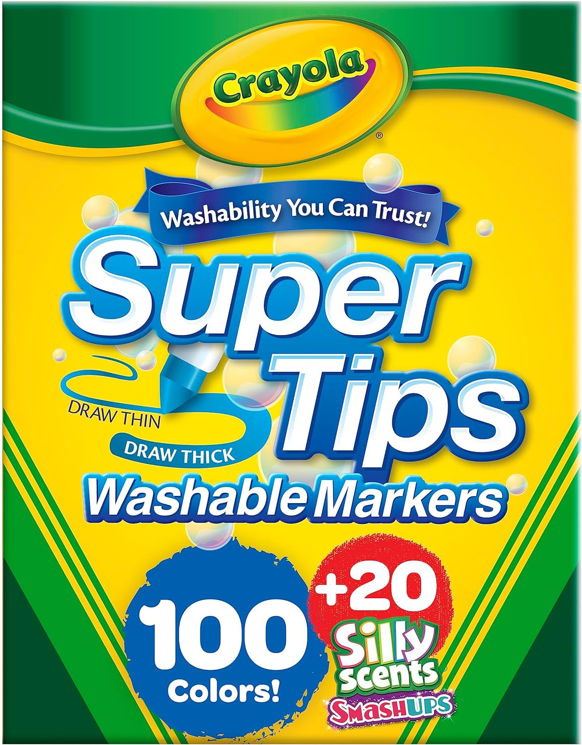 Crayola Super Tips Marker Set (120ct), Washable Markers for Kids