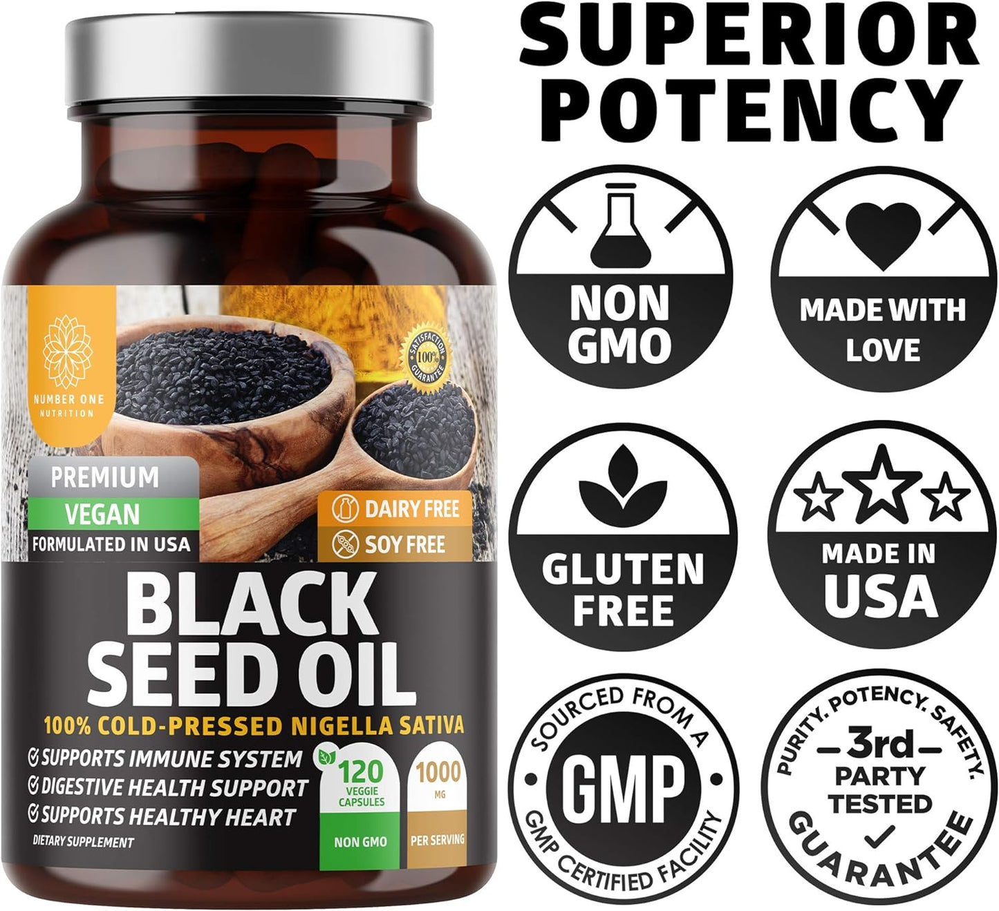 Number One Nutrition N1N Premium Black Seed Oil - 120 Caps