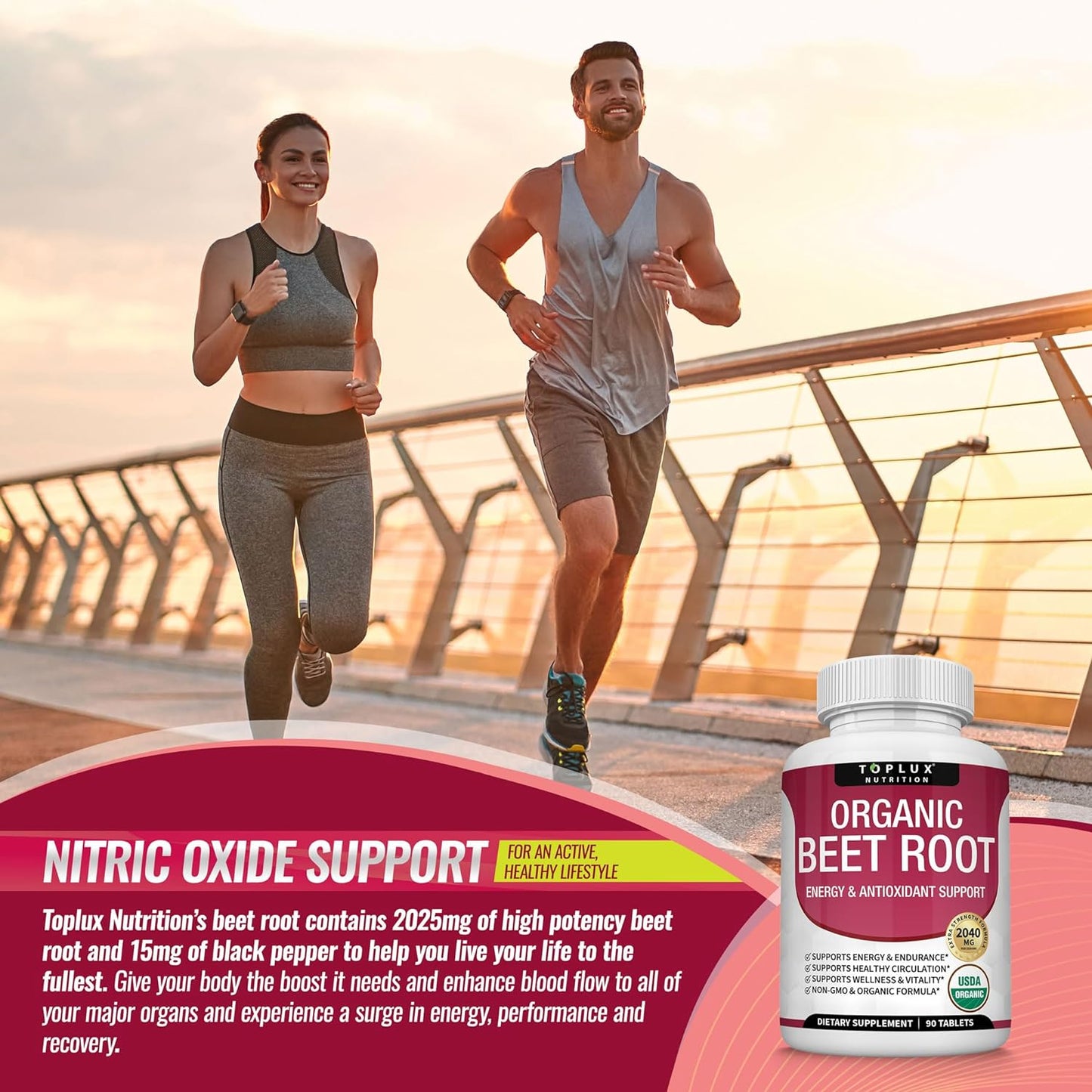 Organic Beet Root Powder Natural Nitric Oxide Beets  90 Tablets