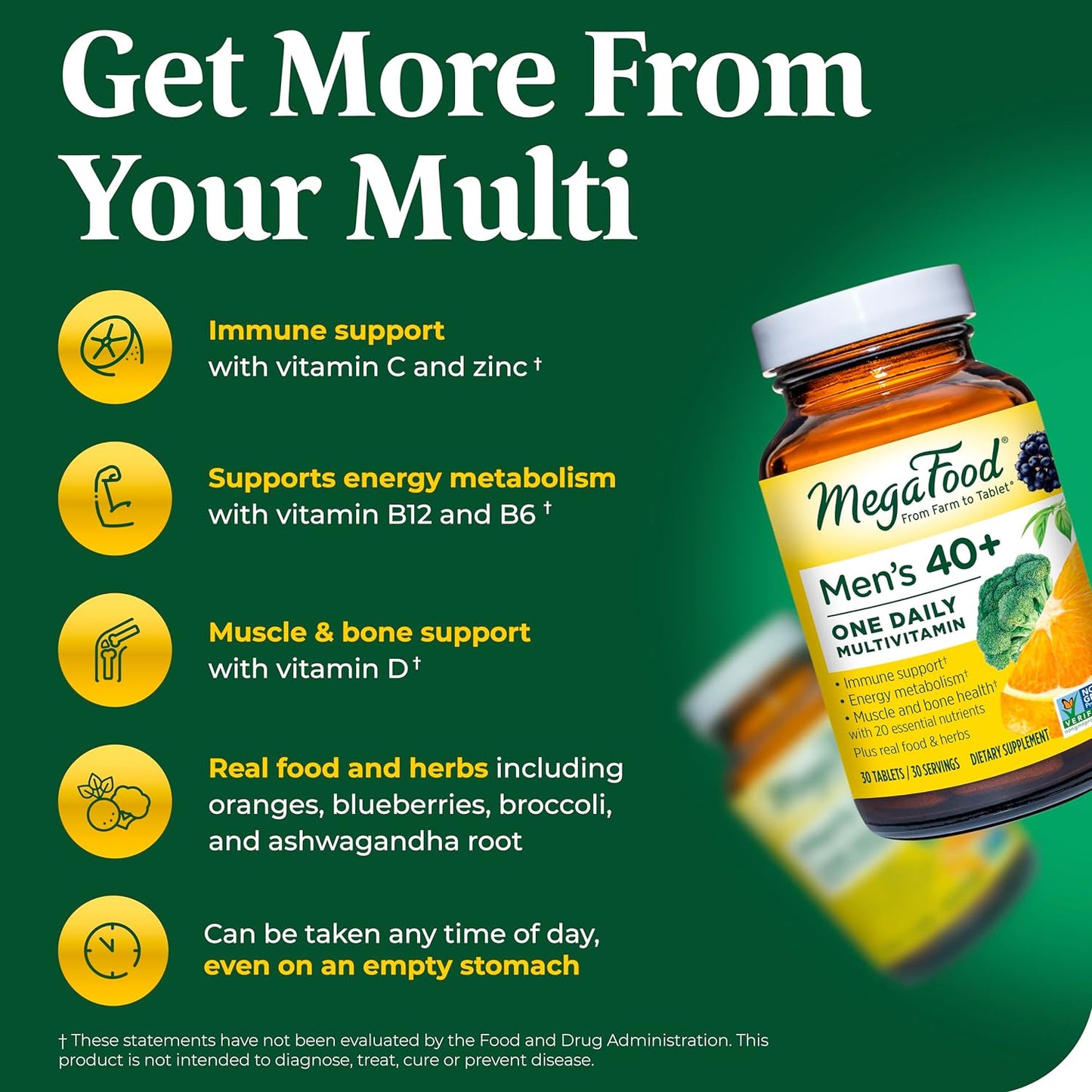 MegaFood Men's 40+ One Daily Multivitamin 30 Tabs