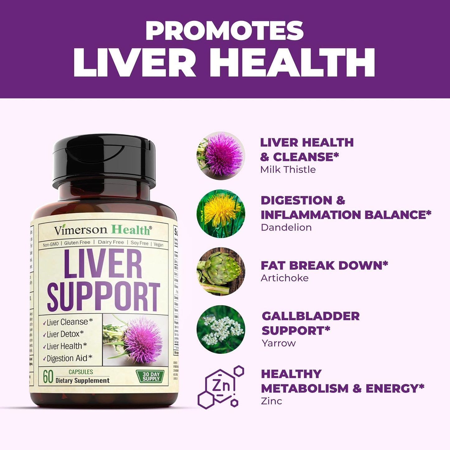 Liver Cleanse Detox & Repair - Artichoke Extract Liver Health Formula 60 pills