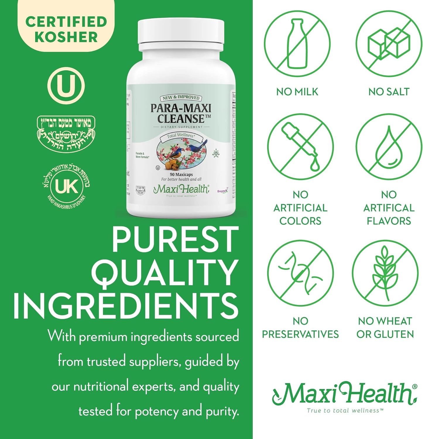 Maxi Health Intestinal Cleanse for Humans -90 Capsules