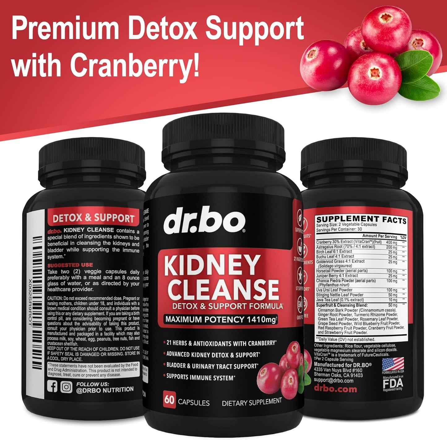 Kidney Cleanse Detox Support Supplement- 60 capsules