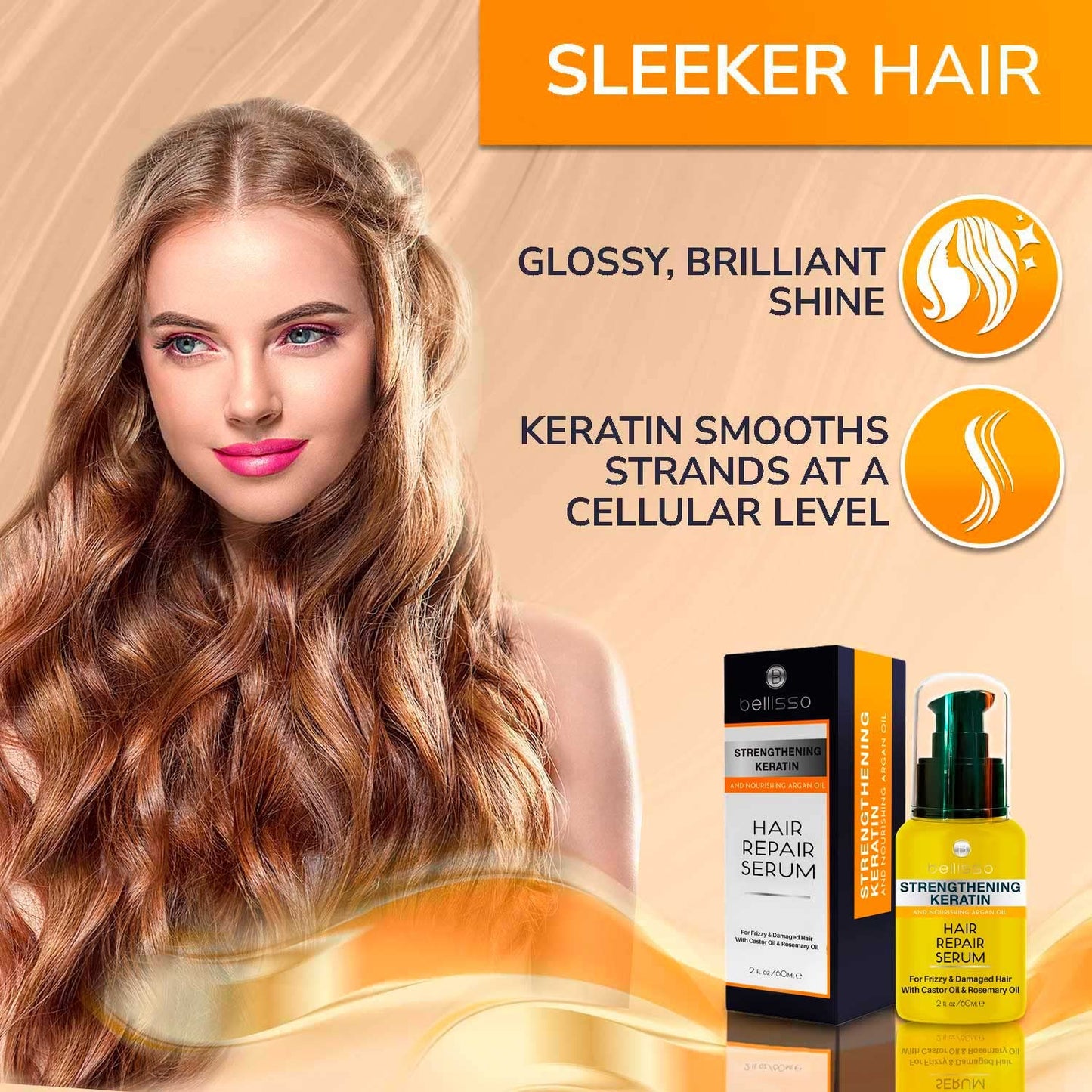 Keratin Hair Serum Oil – With Moroccan Argan Oil - Heat Protectant