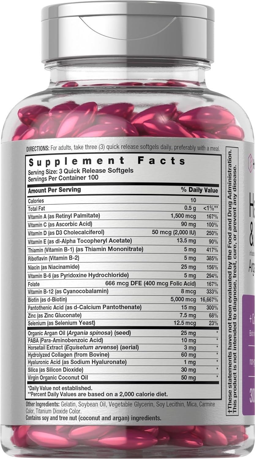 Hair Skin and Nails Vitamins | 300 Softgels