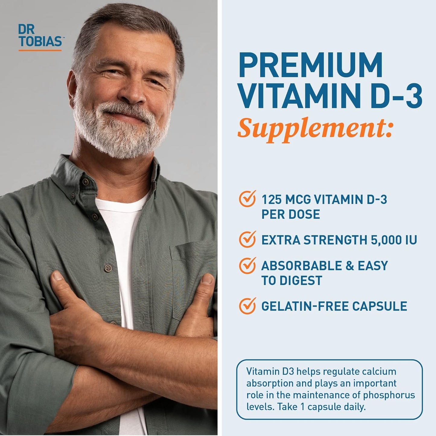 Dr. Tobias Vitamin D3 5000 IU  90 Capsules