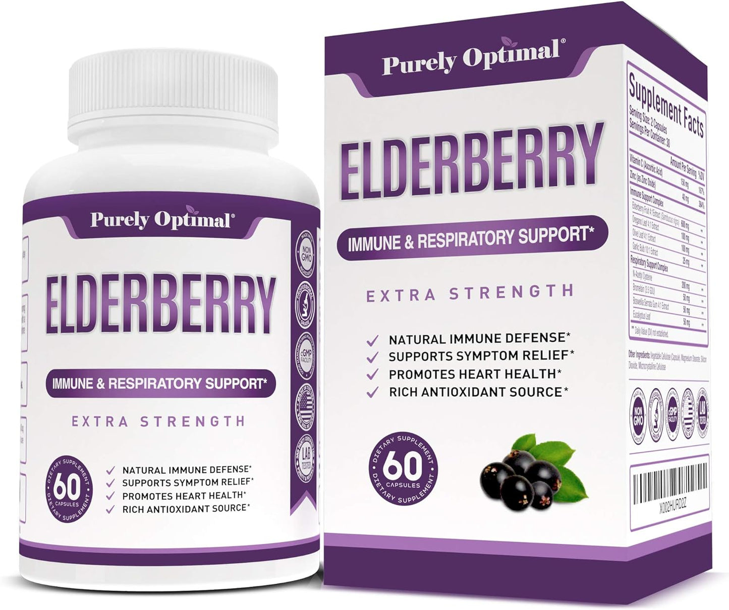 Purely Optimal Premium Black Elderberry  - 60 Capsules