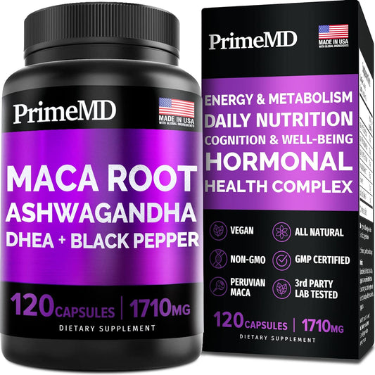 6-in-1 Organic Maca Root & Ashwagandha  120 Capsules