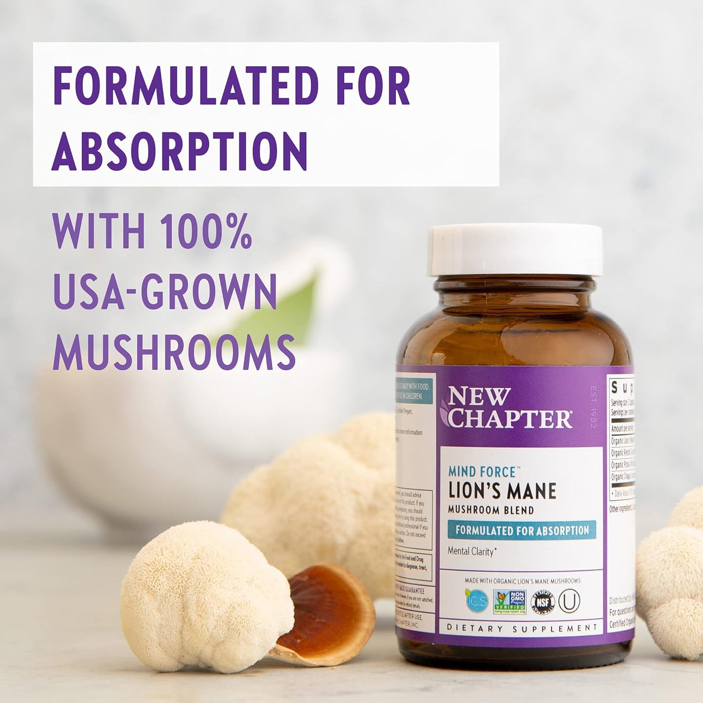 New Chapter Lion's Mane + Reishi Mushroom  60 ct