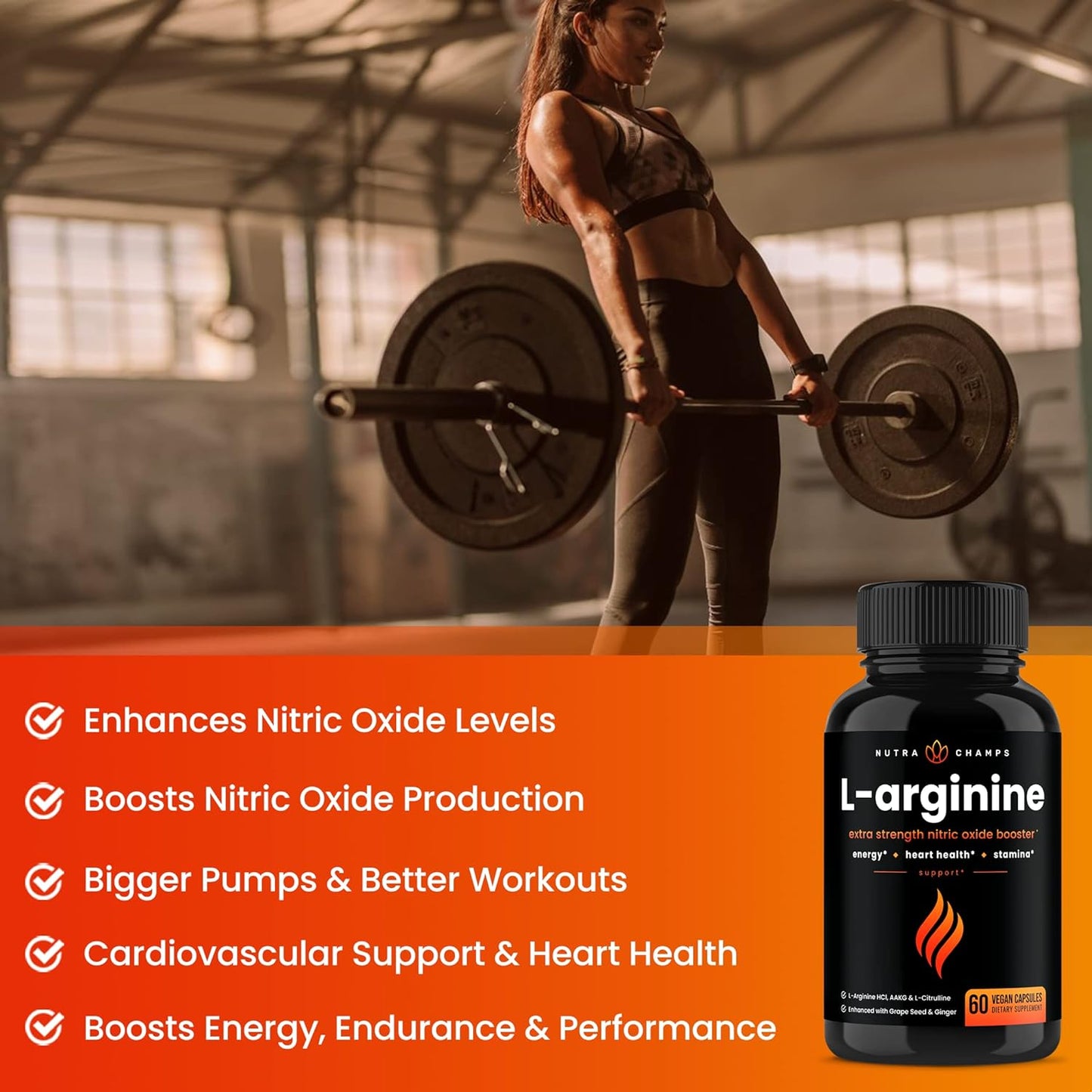 Premium L Arginine Supplement | 5-in-1 Nitric Oxide Supplement 60 count