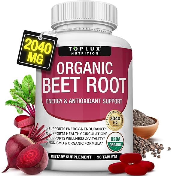 Organic Beet Root Powder Tablets 2040mg 90 count