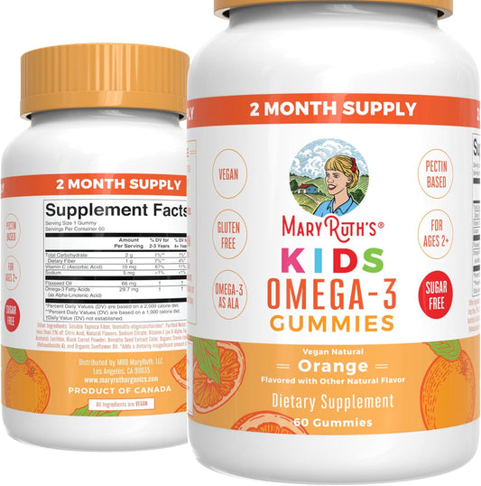 MaryRuth Organics Nutritional Vegan Omega 3 Gummy for Kids 2+ 60 Count