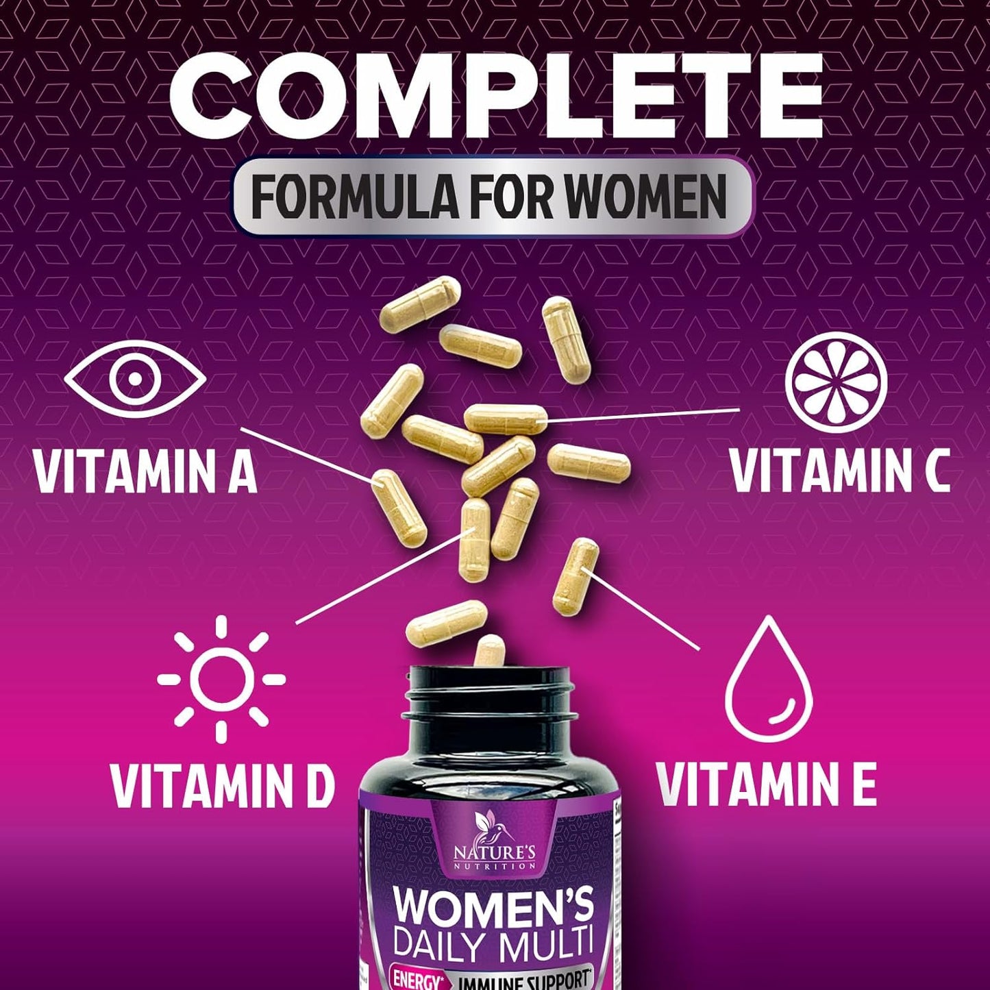 Womens Multivitamin - Daily Vitamins for Women with Vitamin A, C, D, E, B6, B12 & Zinc - 120 Capsules