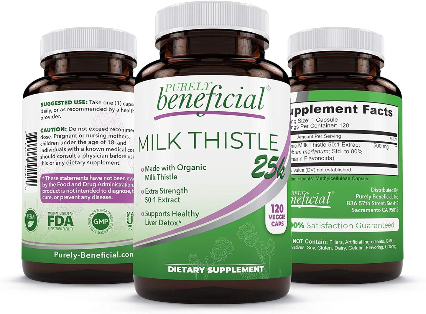 Milk Thistle Capsules- 25,000 MG Strength- 120 capsules