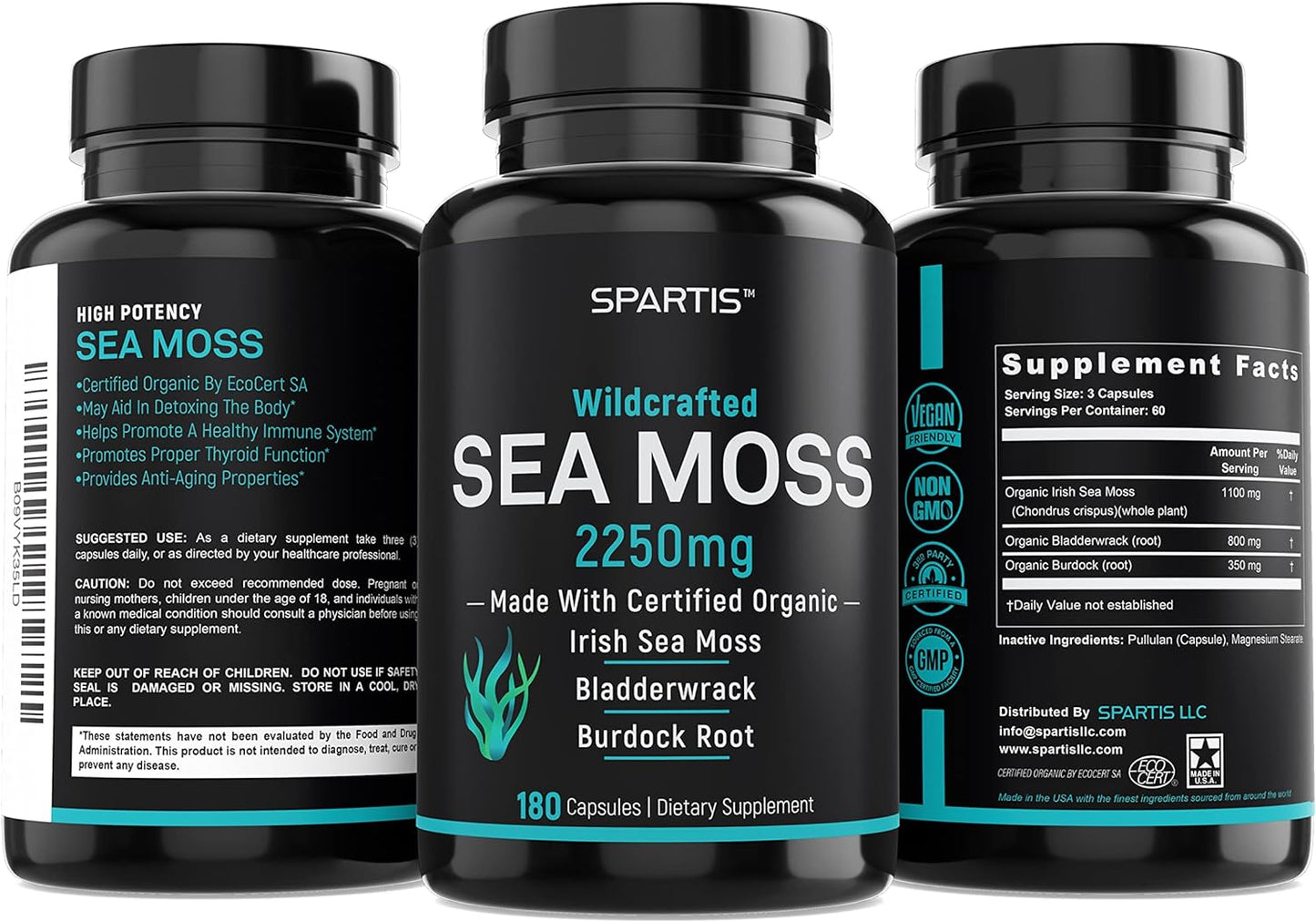 Certified Organic Sea Moss Capsules 2250mg - 180 capsules