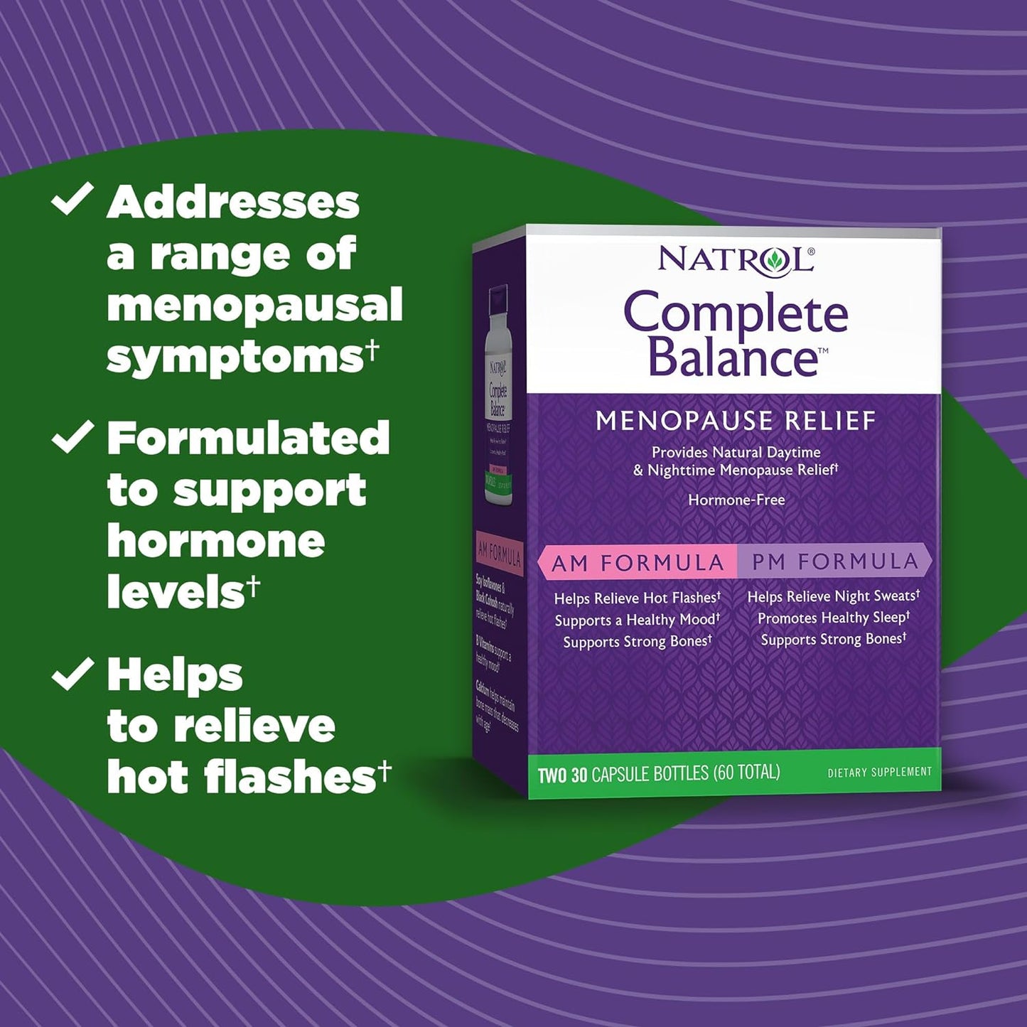 Natrol Complete Balance A.M./P.M. Capsules for Menopause Relief,  30 Count