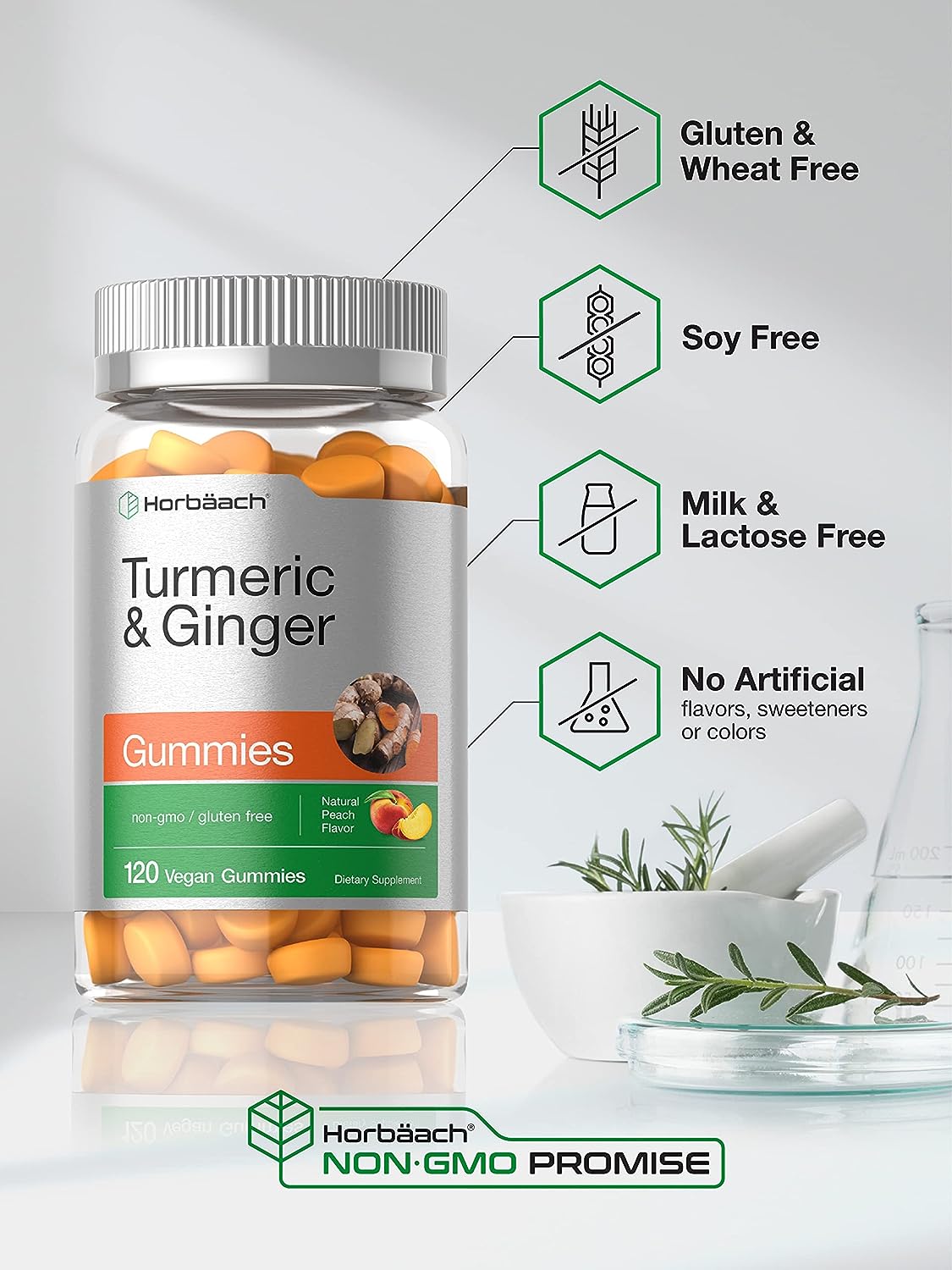 Turmeric and Ginger Gummies  120 Count