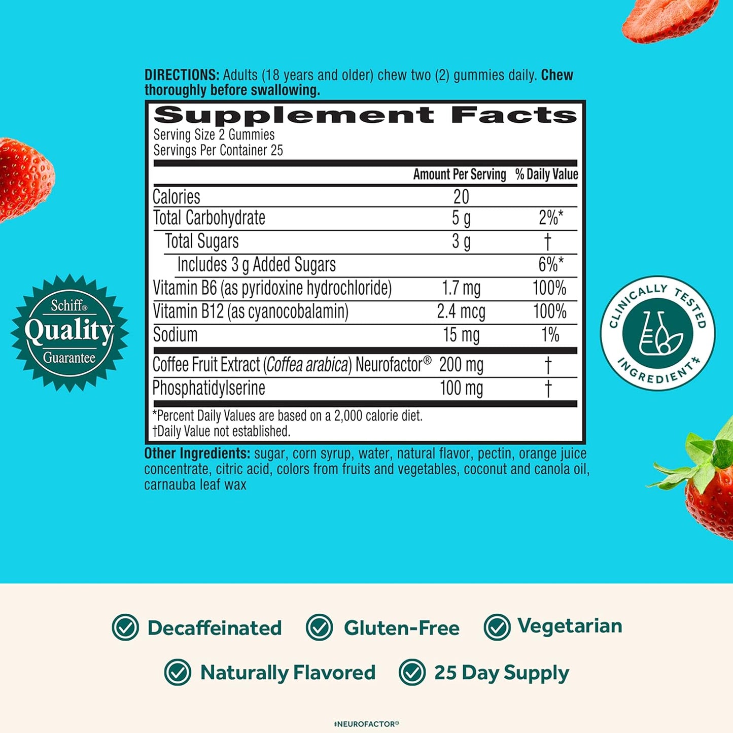 NEURIVA Plus Brain Supplement for Memory,Focus 50 Strawberry Gummies