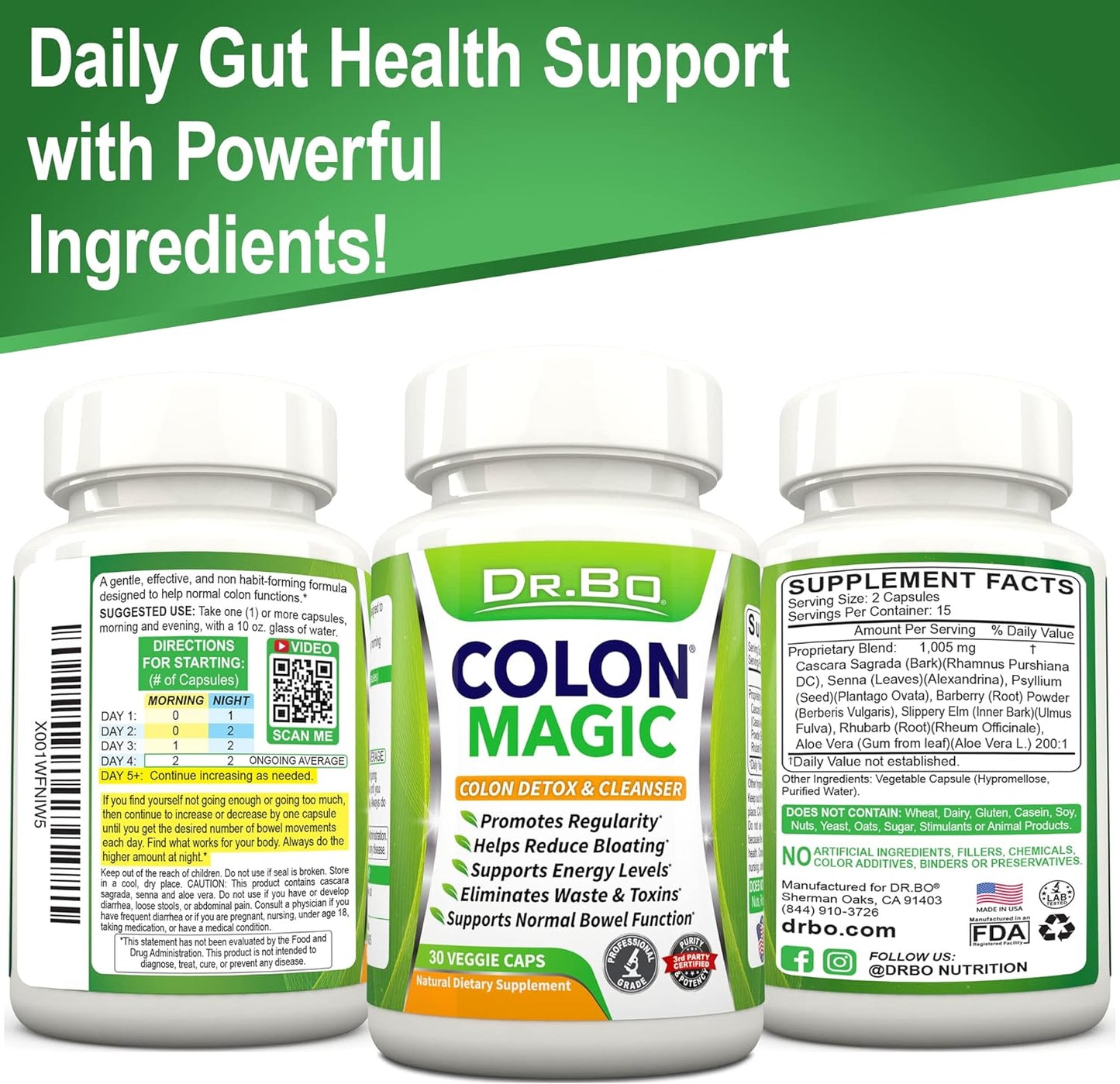 Colon Cleanse Detox Formula - Natural Bowel Cleanser Pills - 30 capsules