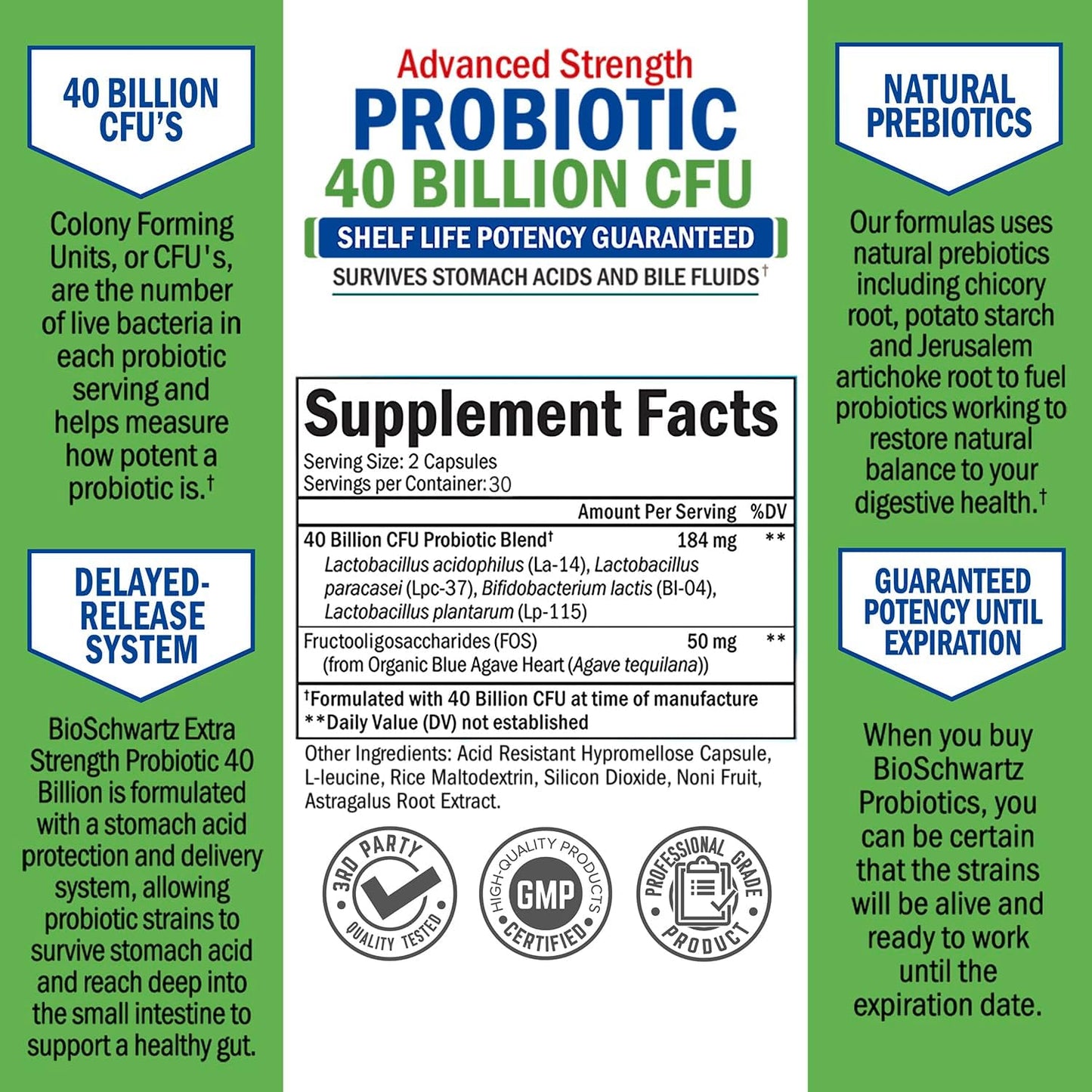 Daily Probiotic Supplement with 40 Billion CFU - 60 capsules