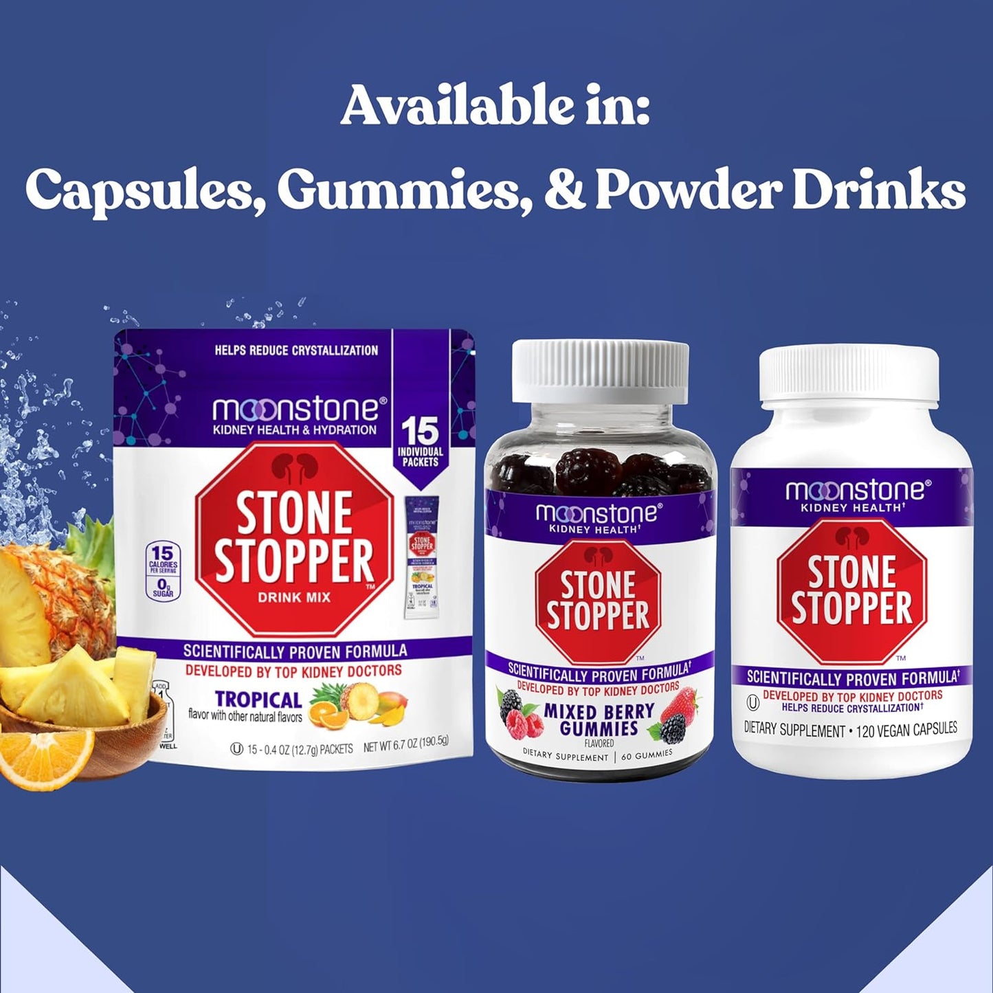 Moonstone Kidney Stone Stopper Capsules 120 Count